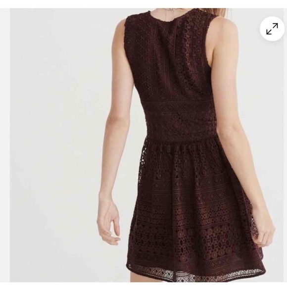 Abercrombie & Fitch Lace Crochet V-Neck Skater Dress Black Size 2 - Picture 14 of 16
